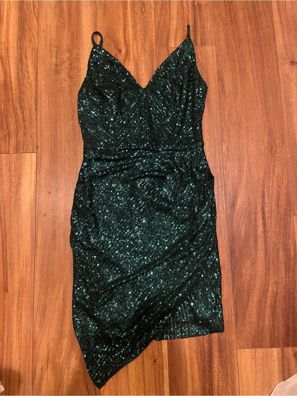 Green Sequin V-Neck Slip Dress